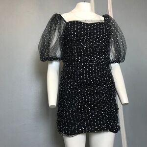 ZARA POLKA DOT DRAPED MINI DRESS